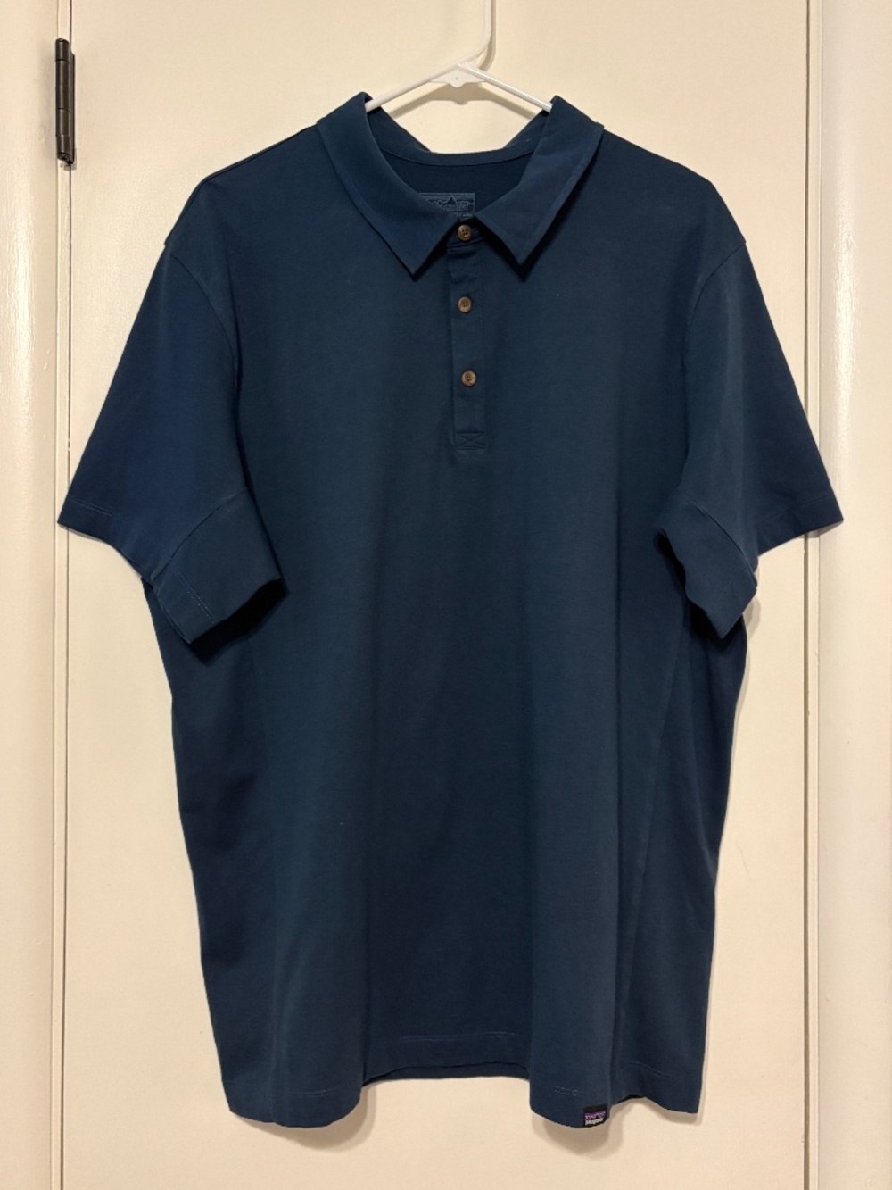 Patagonia #42215 Men's S/S Essential Golf Polo Shirt XL Tidepool Blue Logo